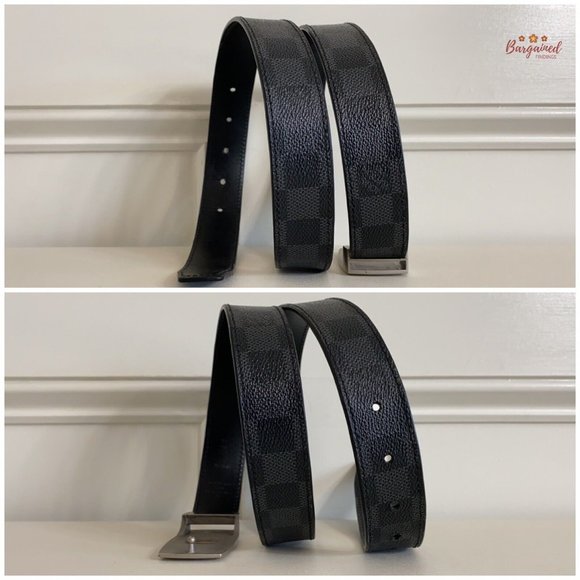 Authentic Louis Vuitton Black Damier Graphite Suntulle LV CUT Buckle Belt 85/34 - Picture 8 of 13